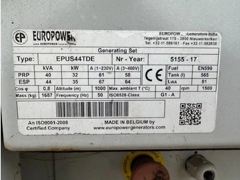 مجموعة المولدات Europower EPUS44TDE Kubota leroy Somer 44 kVA Supersilent Rental generatorset 2017 !: صور 4