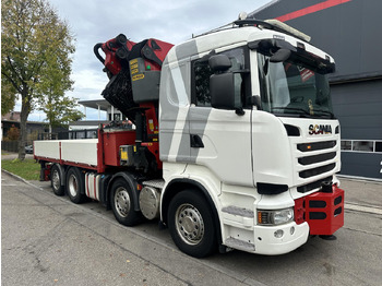 شاحنات مسطحة, شاحنة كرين Scania R 480 LB 8x2 | Palfinger PK 78.002-SH E | 100 t Schwerlast-Transportraupe | Abrollkipper: صور 2