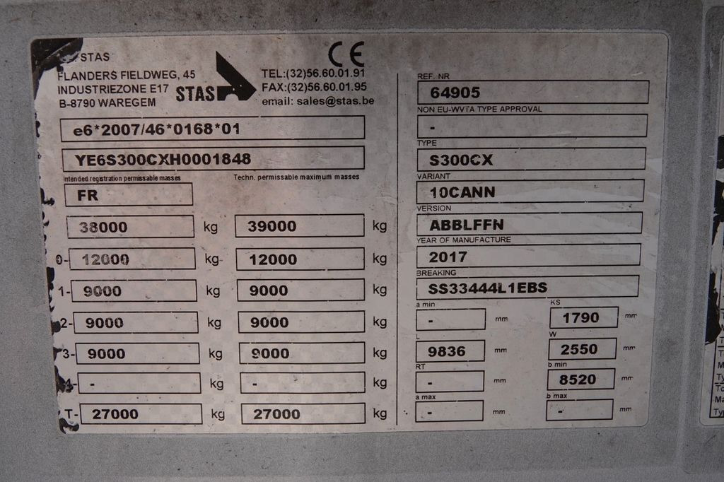 الخيمة نصف مقطورة Stas WYWROTKA 40m3 / WAGA: 5800 KG / OŚ PODNOSZONA /: صور 20